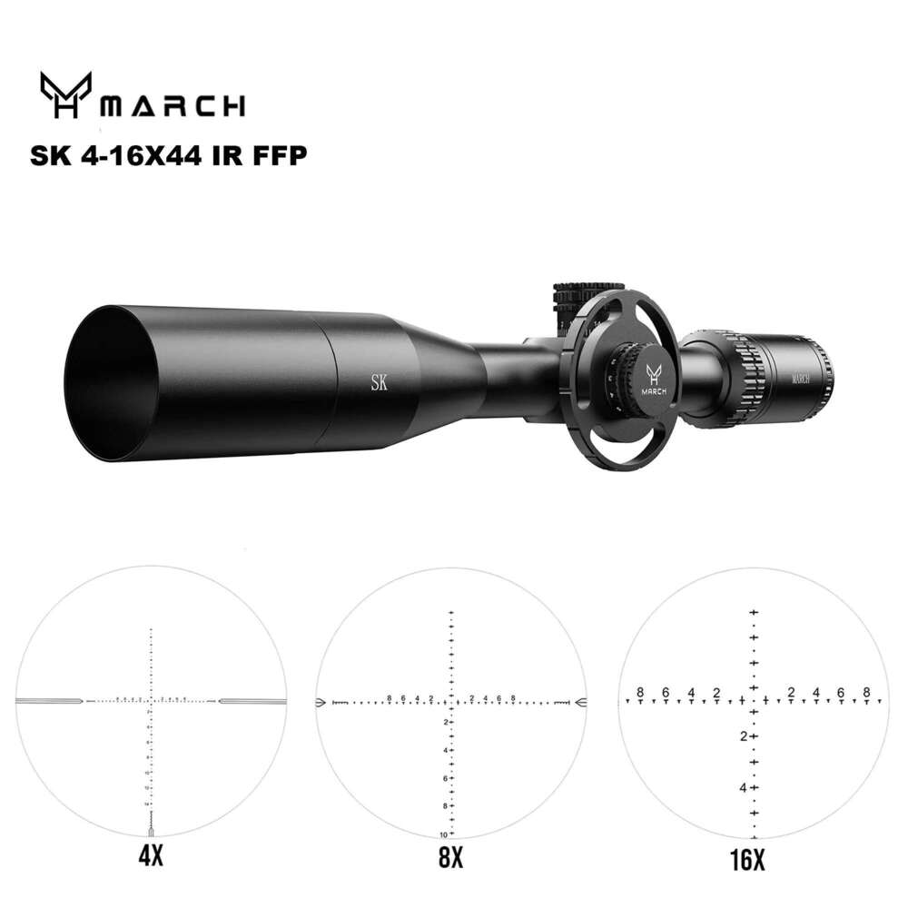 MARCH SK 4-16x44 FFP Tactical Caza Riflescope 1/4MOA ing Lunetas For Hunting Airsoft Optical Sight Carbine Sniper Scope