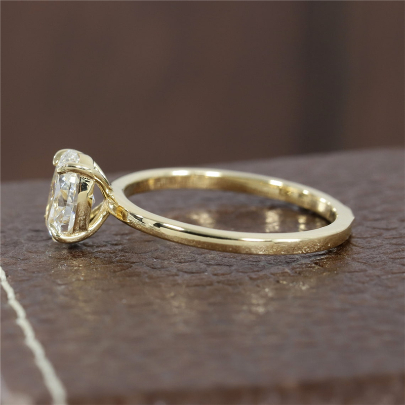 Jewelry Simple Style Design 1.0 Carat Oval Cut 4 Prong Set Lab Grown Diamond Solitaire Engagement Ring For Women 14K 18K Real Gold Wedding Ring