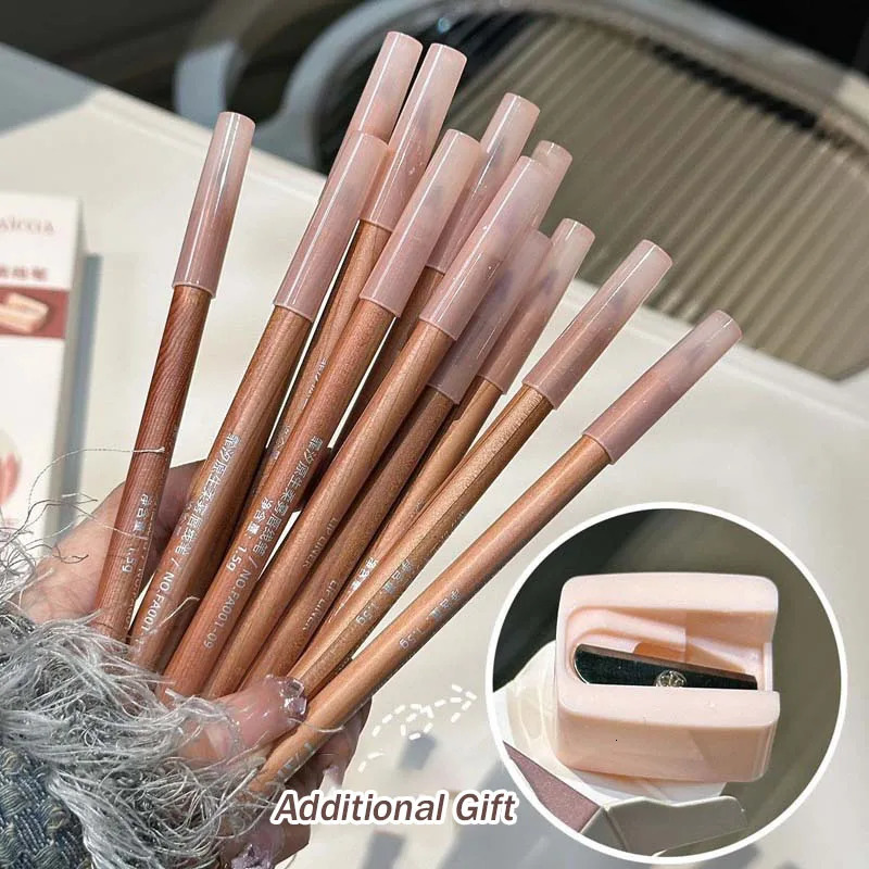 Matte Lipliner Wood Pencil Waterproof Velvet Brown Red Lip Contour Pen Lip Liner Lipstick Lasting Non-stick High Pigment 12Color 250324