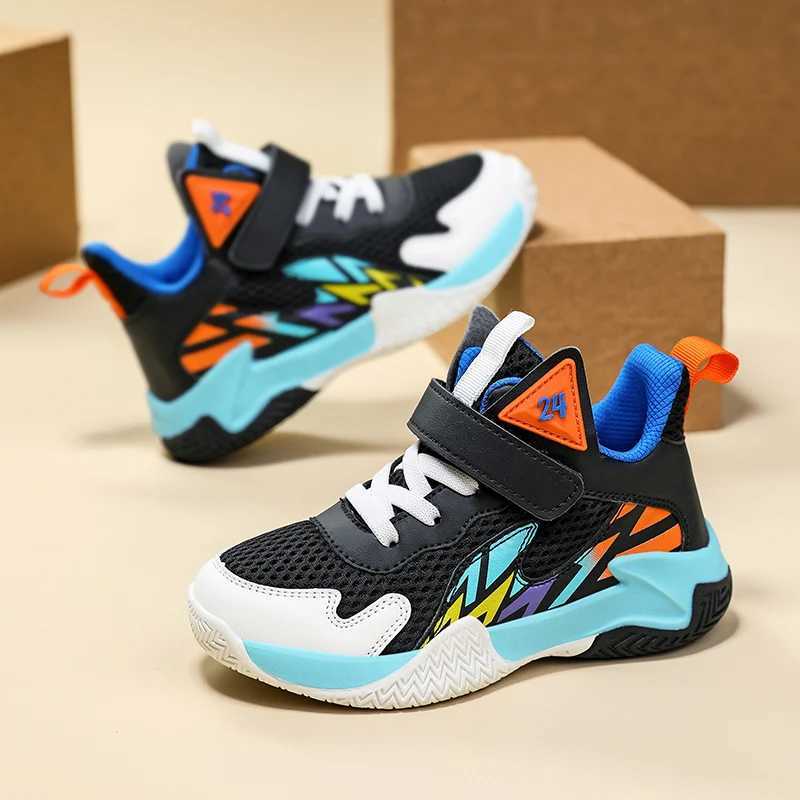 Childrens Shoes Fashion Basketball Shoes Childrens Breathable Mesh Sports Shoes Boys Casual Sports Shoes School Games 2025 New W250324