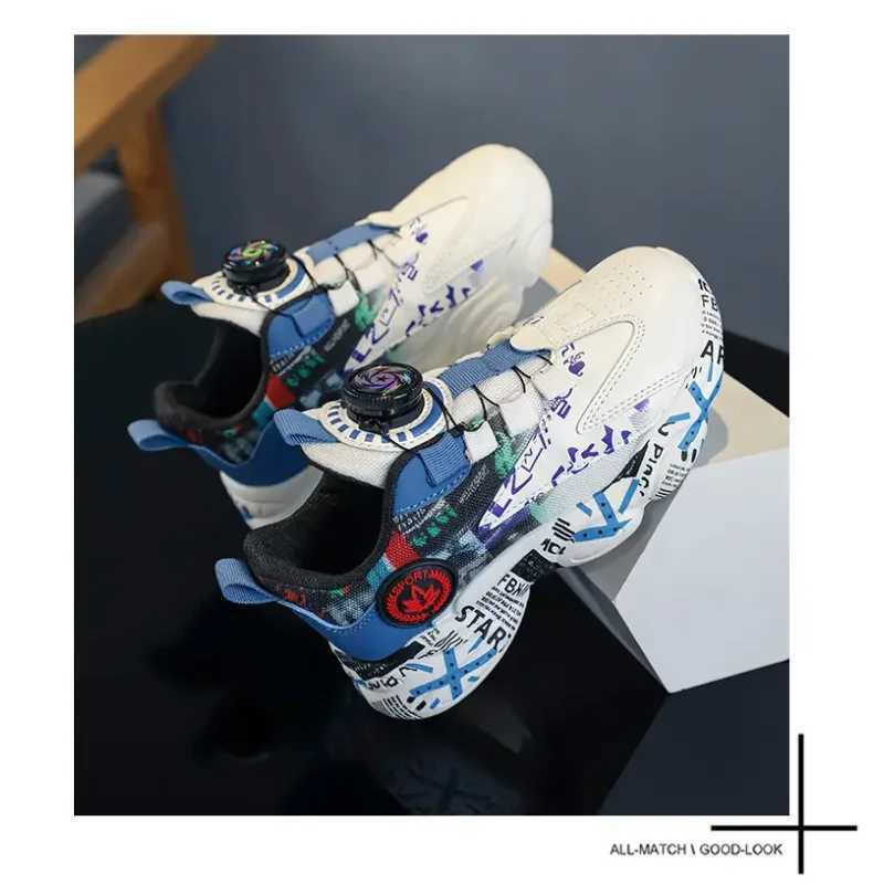 2025 New Childrens Rotating Buckle Mesh Surface Leisure Sports Basketball Shoes Childrens Sports Shoes W250324