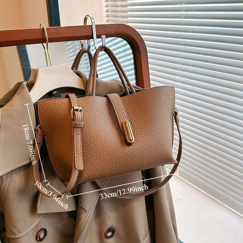 2025 new women's handbag, new lychee leather designer fashion handbag, multifunctional evening commuting single shoulder simple crossbody bag5