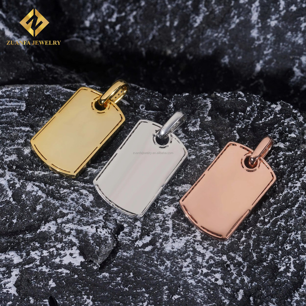 Lowest Factory Price Retail GRA Certificate Fully Iced Out Hip Hop Jewelry 925 Silver Moissanite Diamond Dog Tag Pendant Set
