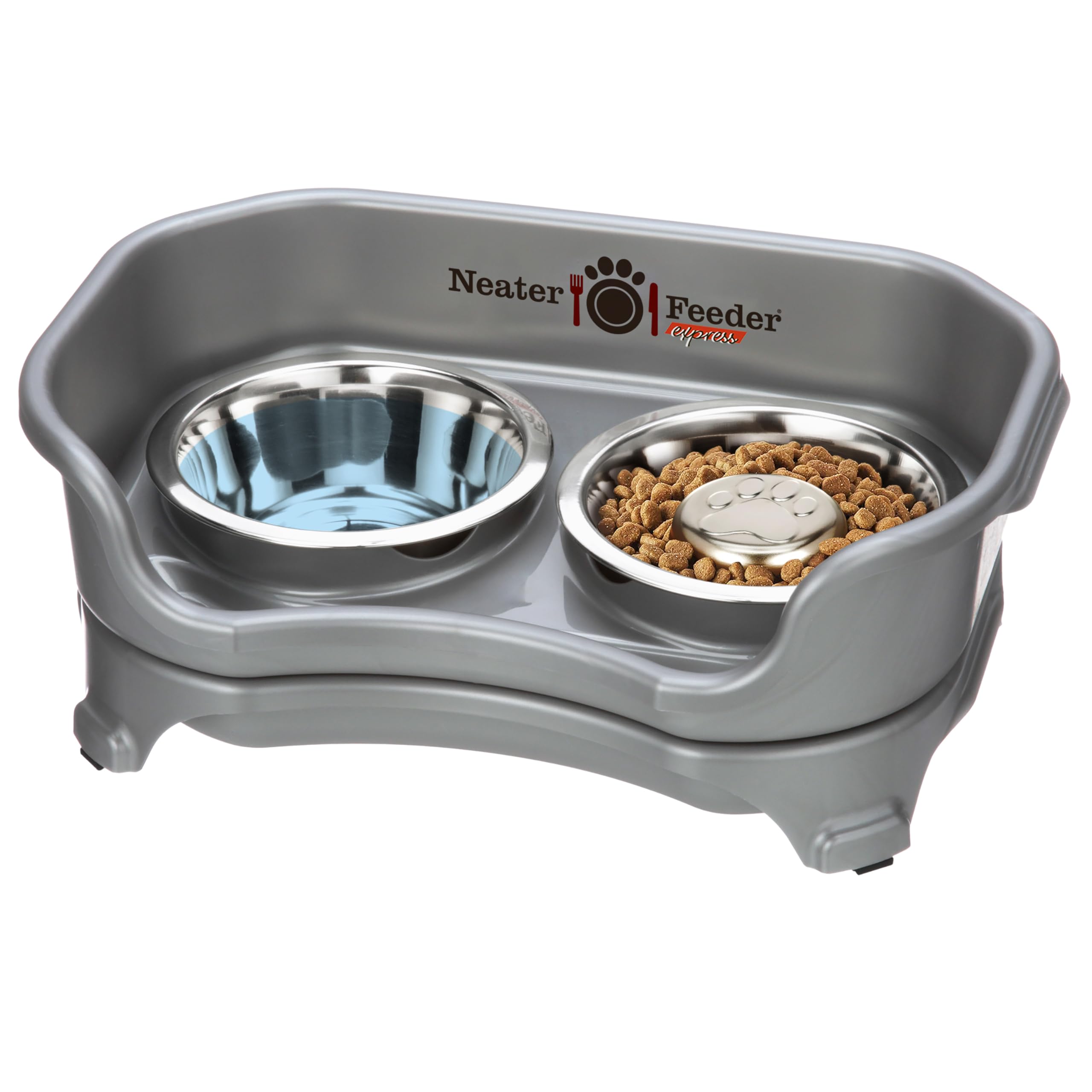 Indoor Elevated Cat Bowls Spill-Free Design, Durable Stainless Steel Tray for Food and Water