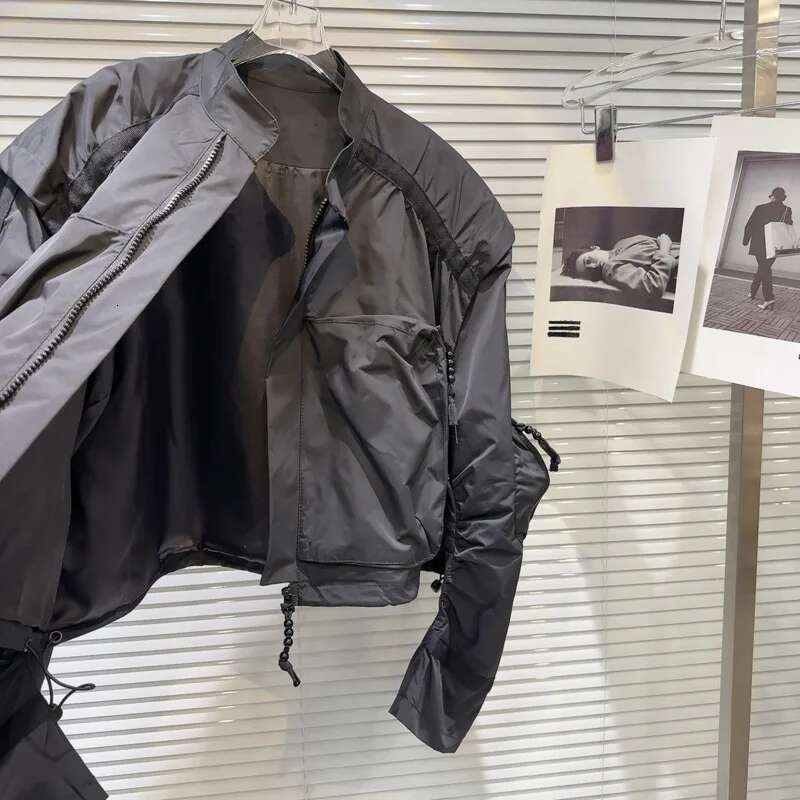 Fashion Spring New Arrival Women's Pocket Design Stand Collar Short Jacket Trendy Contrast Color Coats Female