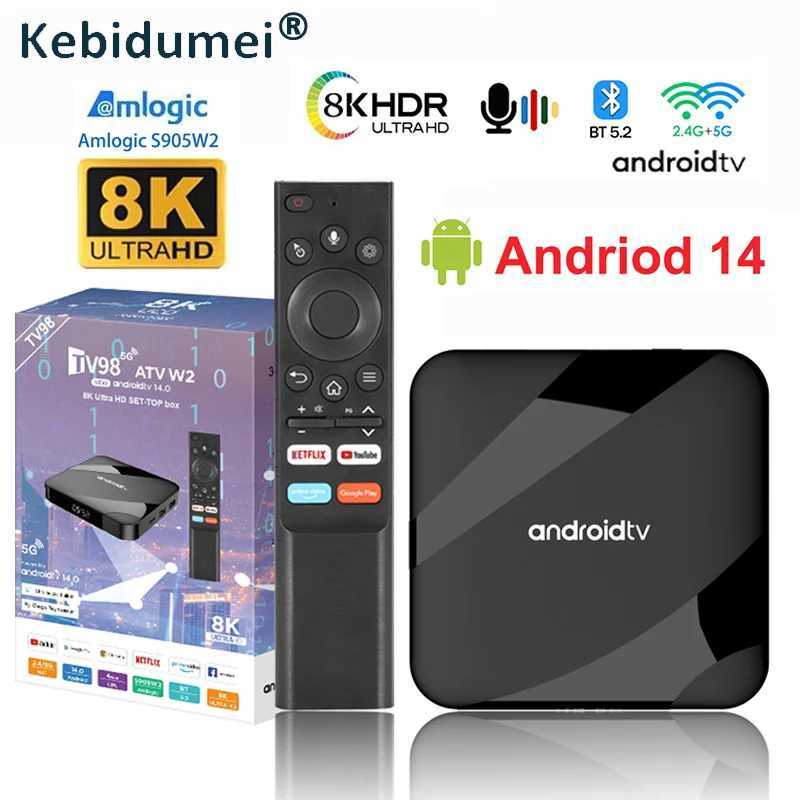 Android 14 Smart TV Box 8K HD ATV 4GB 64GB AV1 S905W2 quad core 2.4G 5G dual WIFI voice remote control media player home set-top box X2503251
