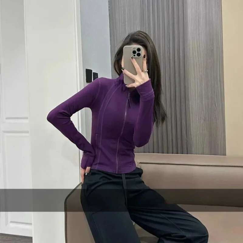 Women Cropped Define Spring and Autumn Tight-fitting Thin Sportswear Training Running Gym Yoga Cardigan Jacket Coat