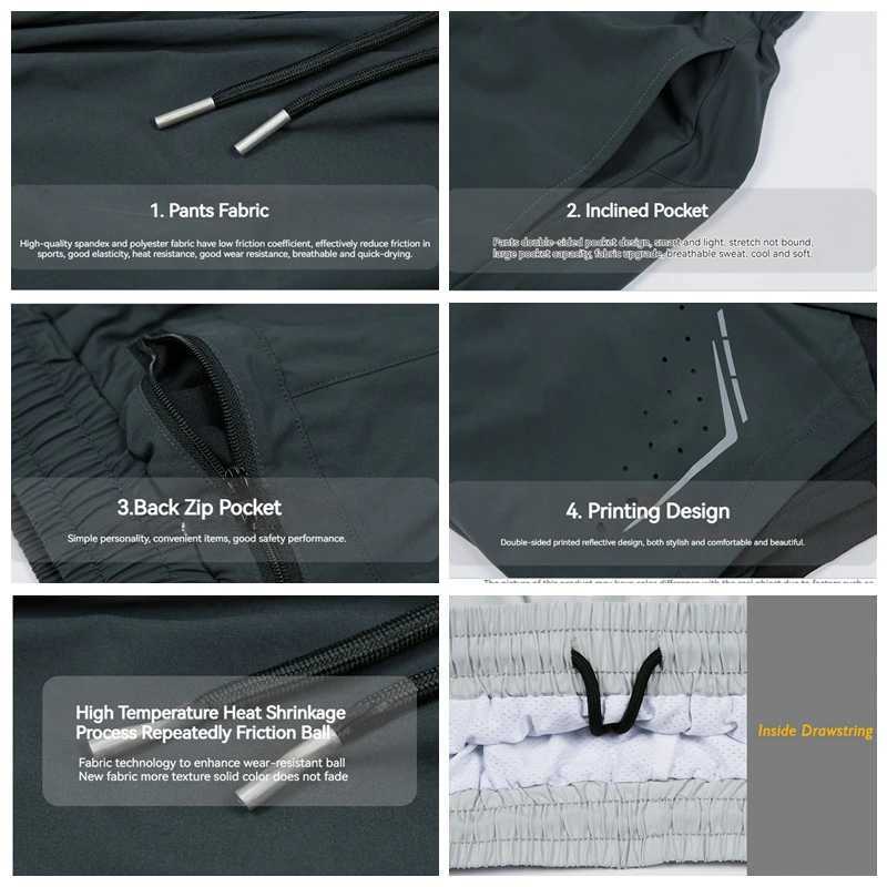(XS-3XL) Mens Breathable Sports Shorts Marathon Running Loose Fitness Athlete Quick Drying Double Layer Fitness Shorts with Pockets W250324