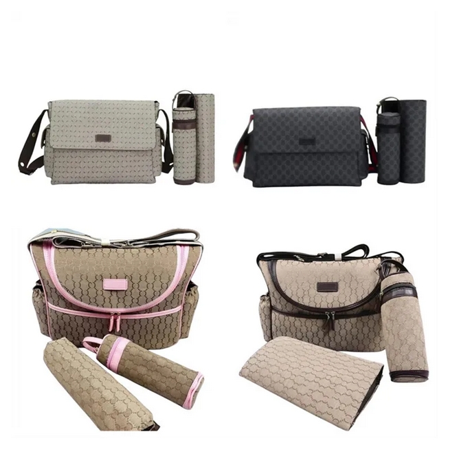 designer Diaper bag fashion Nappy Bags Nylon Large capacity Diapering baby change bag Nursing changing mat bottle holder 3 in one mummy handbag classic grey mom bag