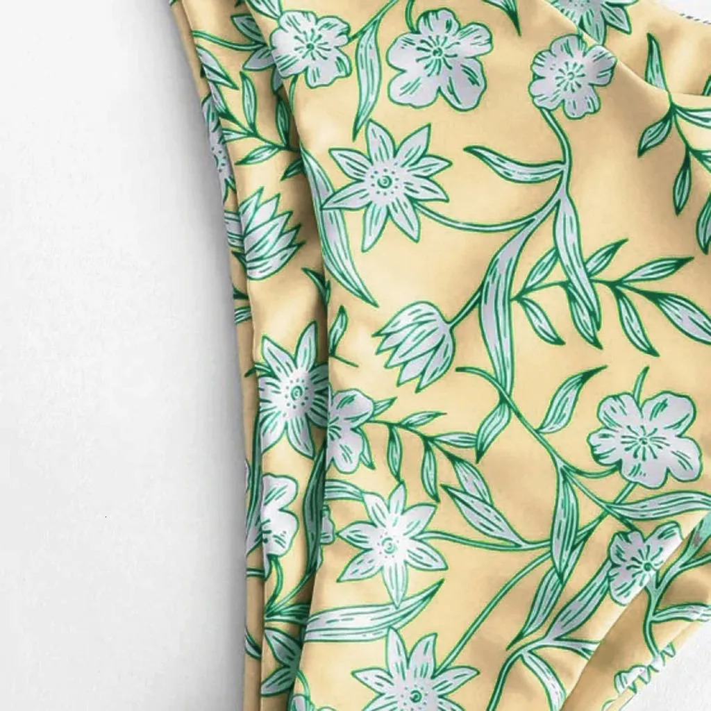 Beach Swimsuit Floral Printed Bikinis Set Push Up Bra Split Tankinis Summer 2pcs Sexy Female Boho Beachwear 250321