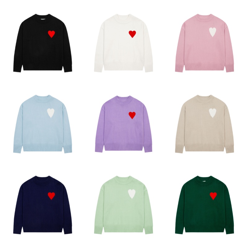 Men's Designer Sweater Simple Letter Heart Print Top Women's Outdoor Casual Round Warm Fashion Sweater S-XL