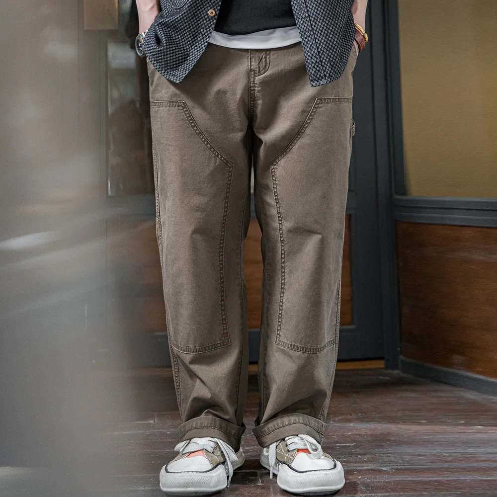 Maden vintage lumberjack pants cotton canvas straight pair mens casual 250322