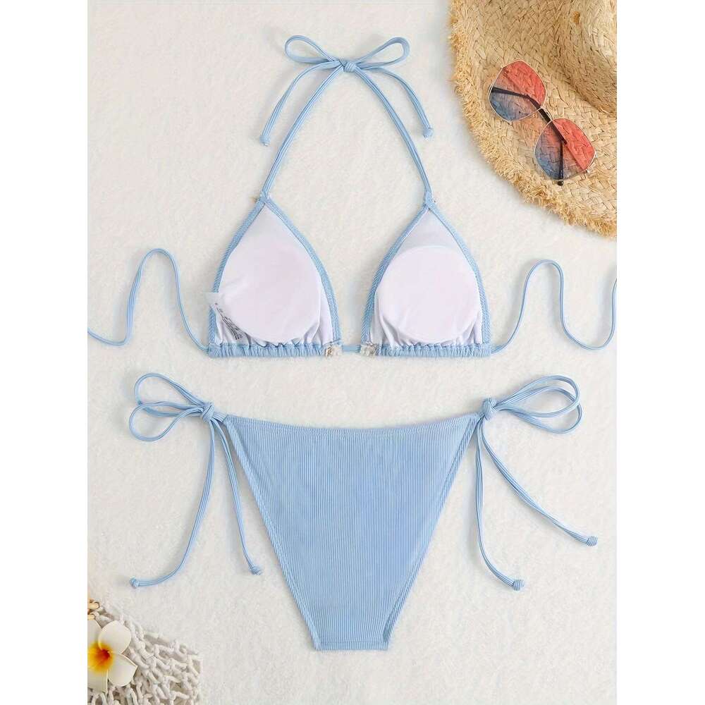 Chic Women's Split Style Bikini with Unique Fabric - One Size Fits All
