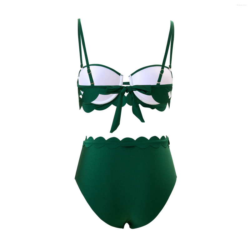 One-piece Women Swimwear Green Solid Swimsuit Bodysuit Bikini Set Beach Vacation Style Wear Maxi Dress Skirt
