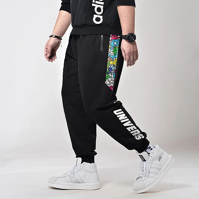 Large size mens cargo pants with stretch for runners spring and summer loose pockets fashionable plus large fat 8XL 250322