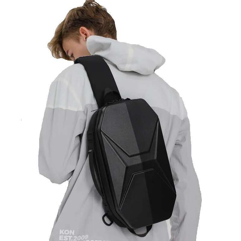 OZUKO Men Shoulder Bags Fashion Hard Shell Chest Male Waterproof Short Trip Messenger USB Charging Crossbody Bag Teenage
