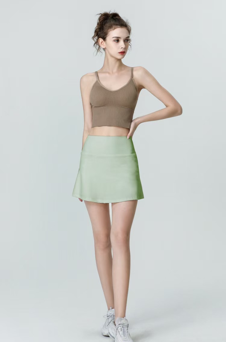 Women Sports Yoga Skirts Workout Shorts Zipper Pleated Tennis Golf Skirt Anti Exposure Fitness Short Skirt with Pocket 99023