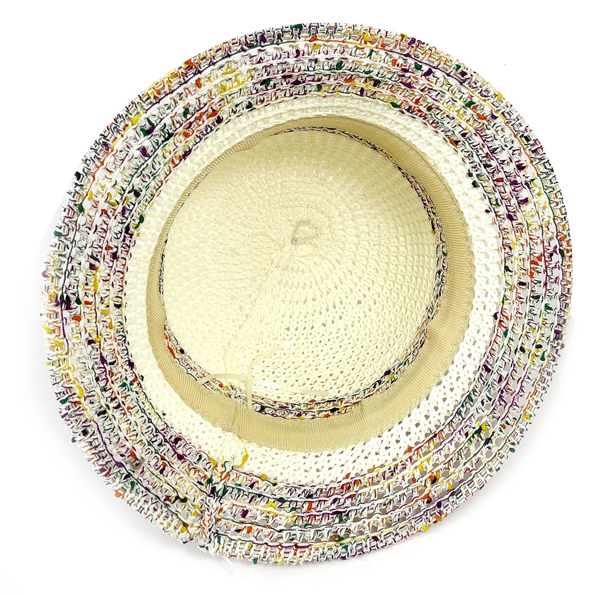 1 Womens Knitted Rainbow Gradient Hollow Hat Outdoor Leisure Fisherman Hat for Daily Use 250320