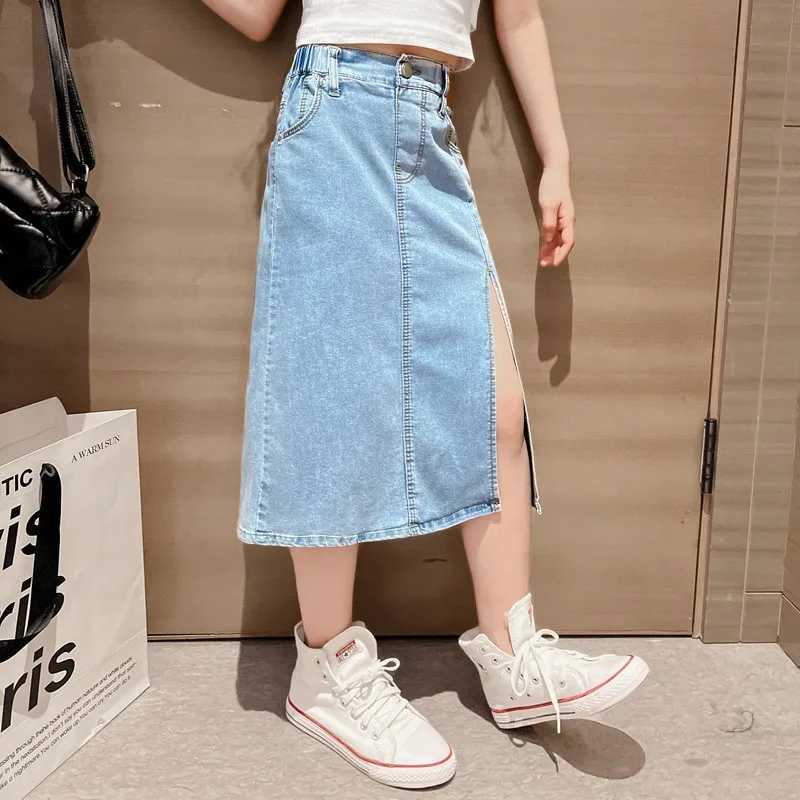 Girl Skiing Spring Autumn Cowboy Skiing Fashion 2025 New Leisure Childrens Split Skiing Youth Childrens ClothingT250325