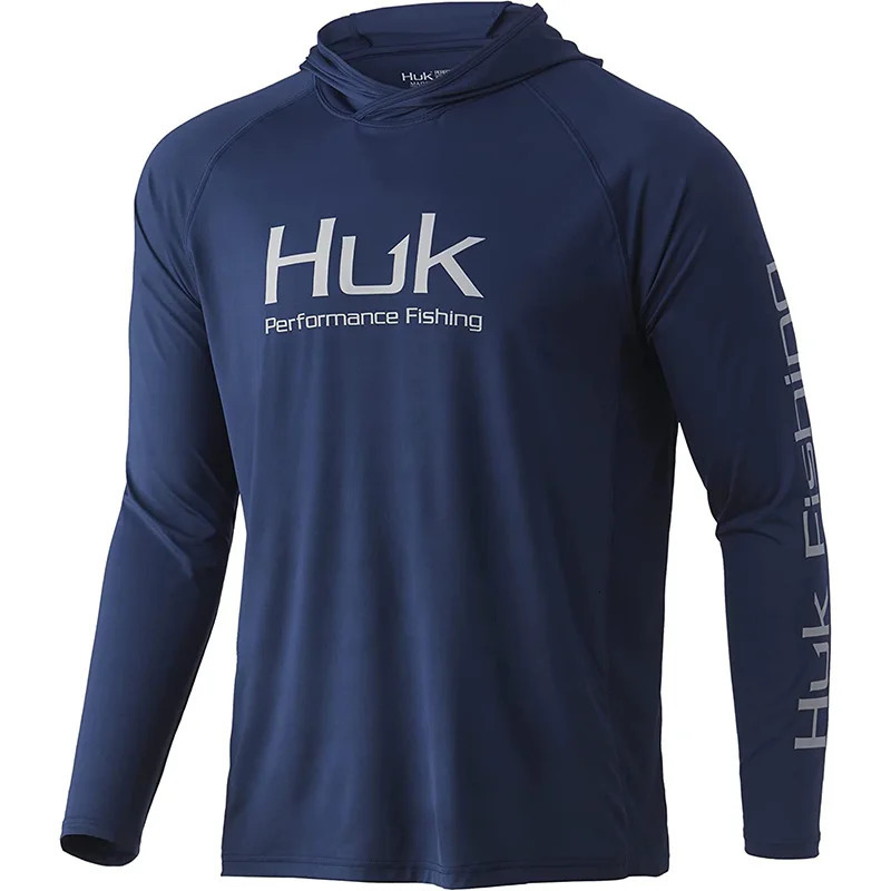 HUK Fishing Shirt Mens Long Sleeve Outdoor UV Performance Clothing Upf Tops Sunscreen Breathable Anti Mosquito 250314