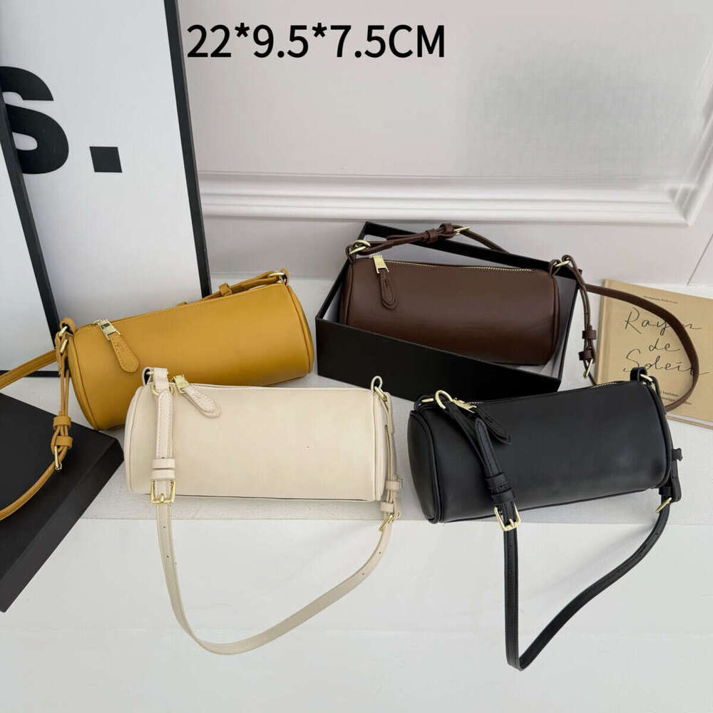 Wholesale of new trendy women's bags with cylindrical bags, single shoulder crossbody bags, top layer cowhide pen holder bags