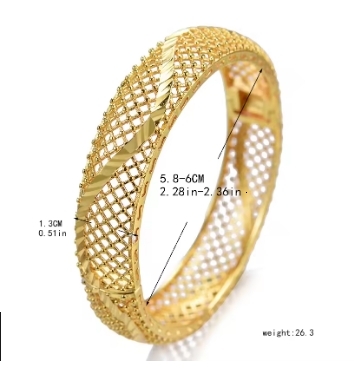 18K Dubai Gold Color Bangles For Women African India Party Wedding Bracelets Bangles Gifts