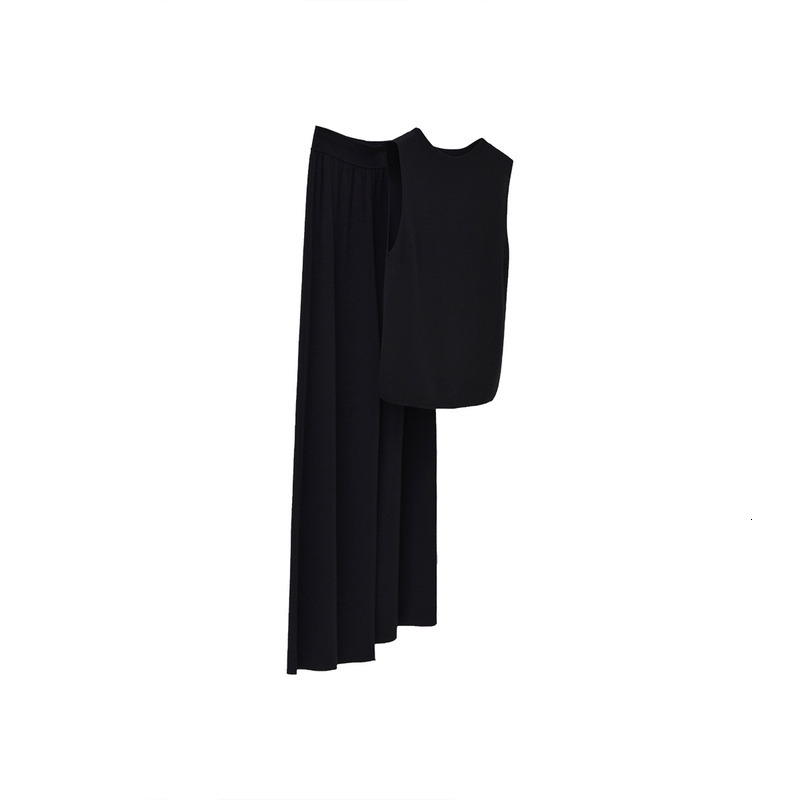 Pinrong Slimming Suit Women's Yangtze Pure Wool Sweater Vest Sleeveless Loose Length High Waist Straight Wide Leg Pants