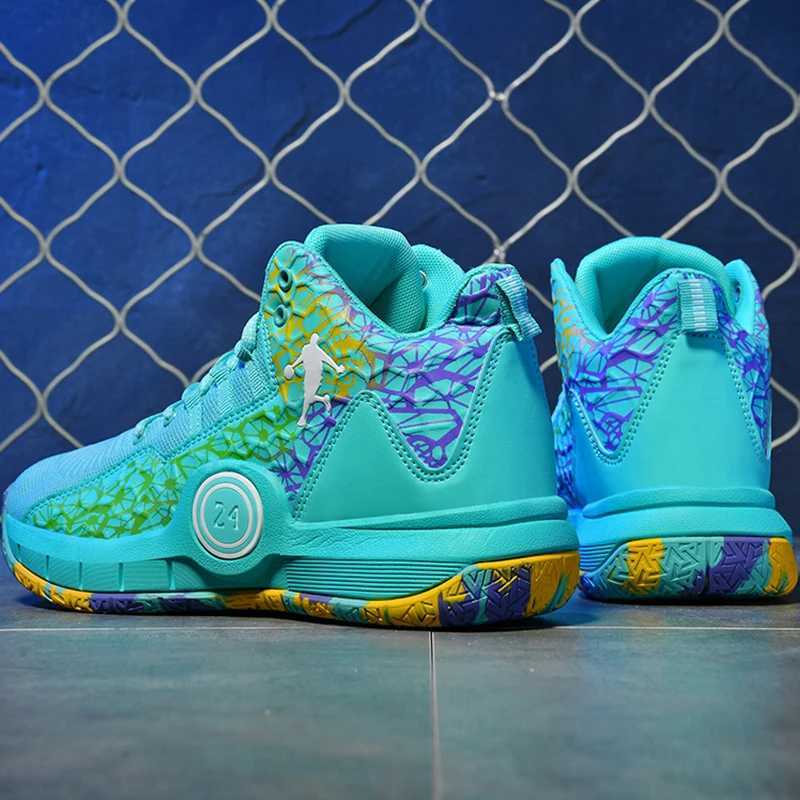 Childrens basketball shoes fashionable top-notch on-site training anti slip net comfortable outdoor childrens sports basketball boots W250324