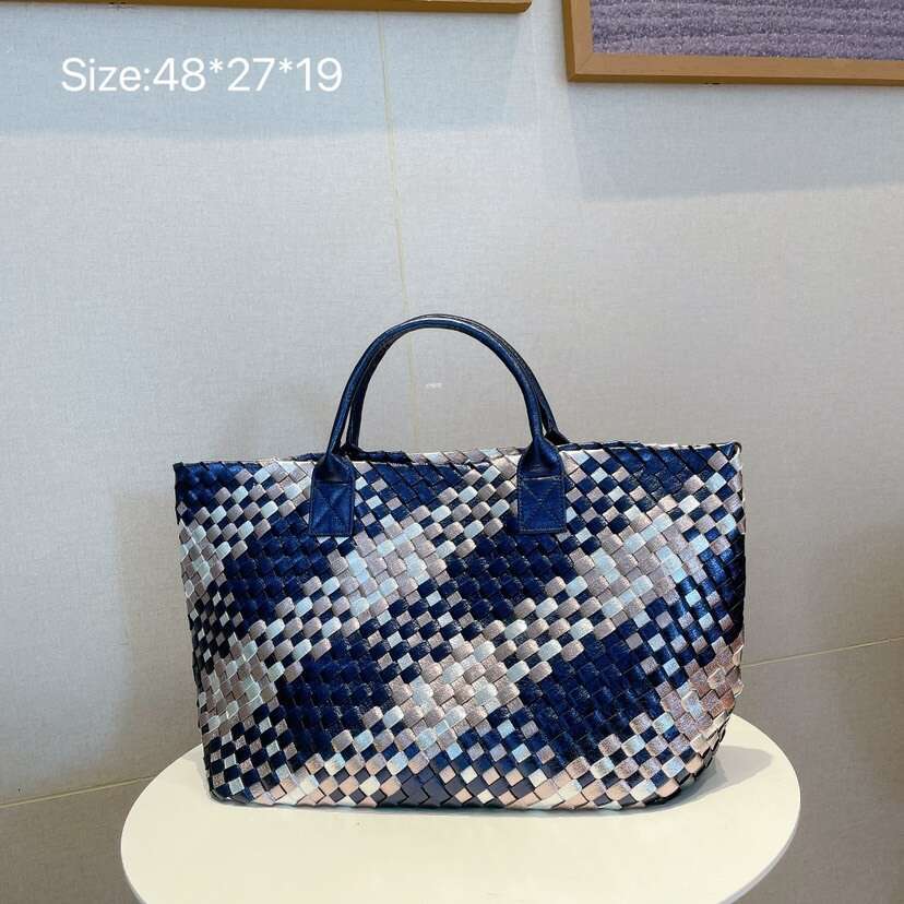 Fashion Striped Women Straw Bag Handbag tote Bags Handwoven Summer Beach Totes Female Casual Top Handle Handbag Shoulder Bag