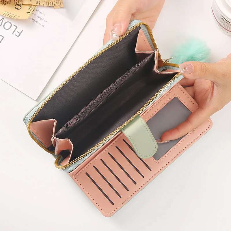 2025 new women's long wallet leather holder, large capacity zipper, coin wallet, multi card storage, mobile phone wrist guard, designer fashion h