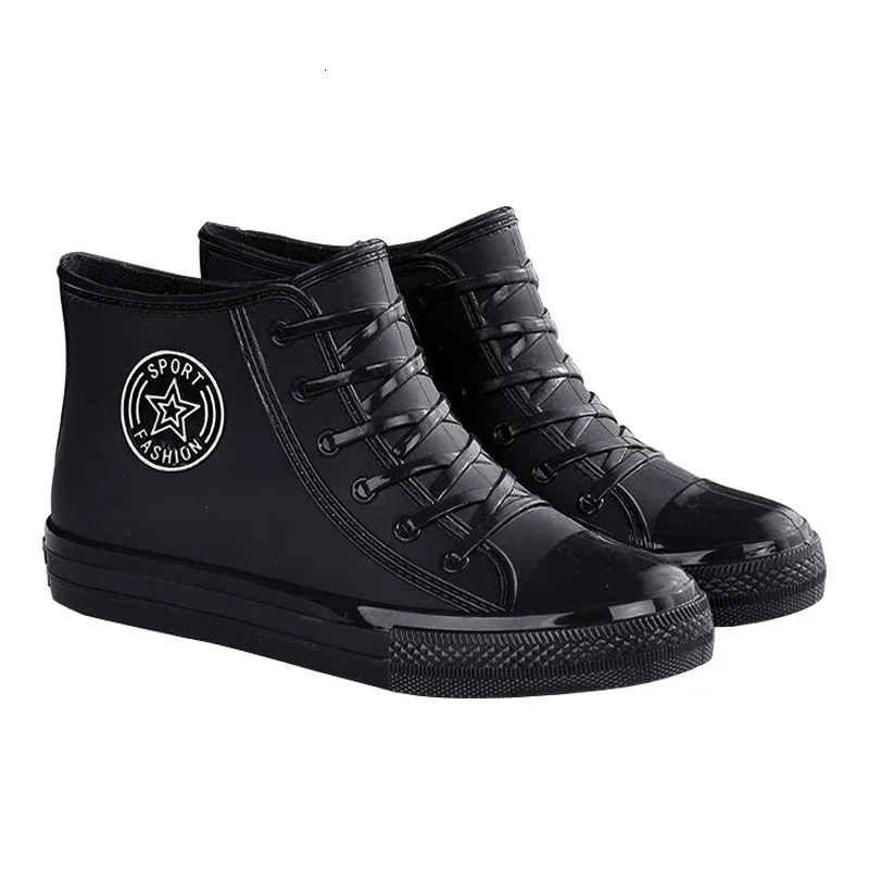 Winter wool lined warm short tube rain boots for women anti slip and fashionable outdoor rubber shoes waterproof 250317