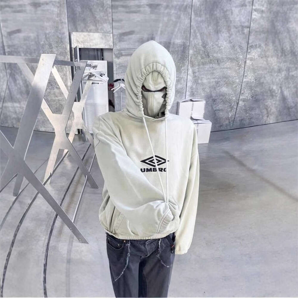 Autumn/Winter New Ins American Trendy Brand Double Hat Face Mask High Street Hoodie