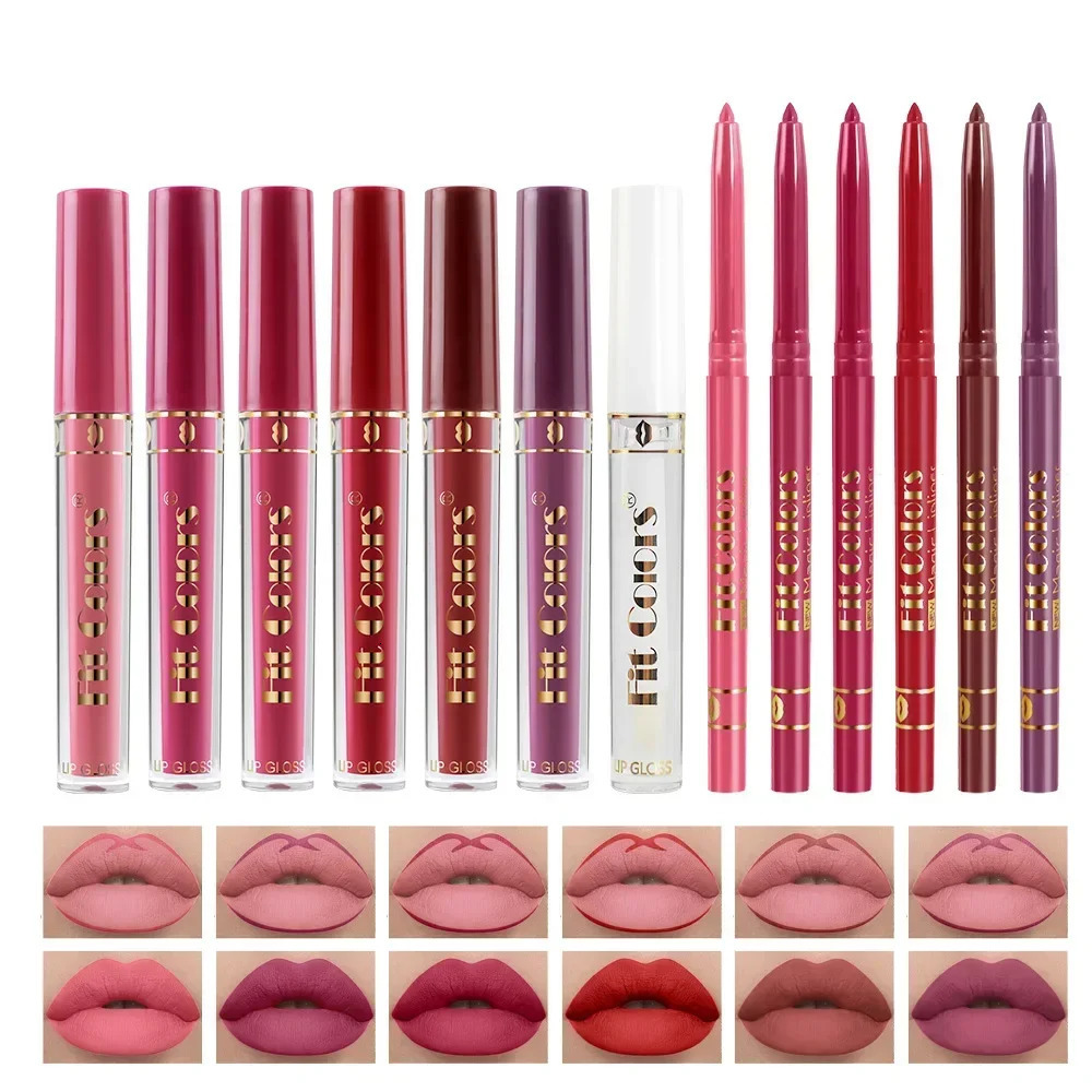 Lip Gloss Lip Liner Pencil Case 13PCSSet Matte Velvet Non-stick Cup Waterproof Sweatproof Longlasting Shiny Lip Glaze Makeups 250324