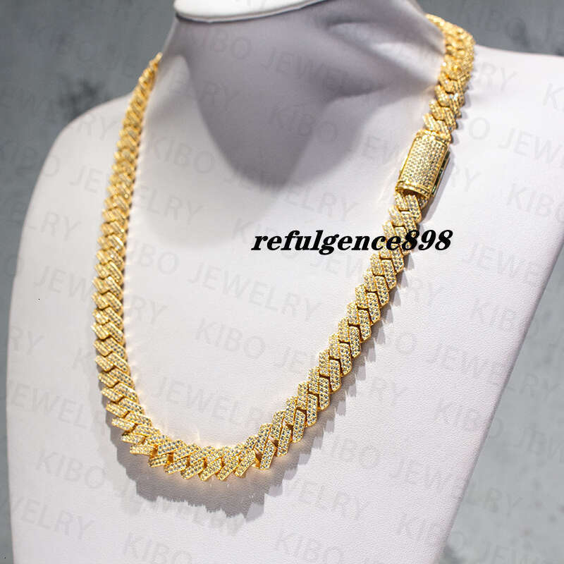 Fashion Sier Moissanite 2024 Necklace Men Sier 12Mm K Pass Dia Tester VVS Cuban Chain
