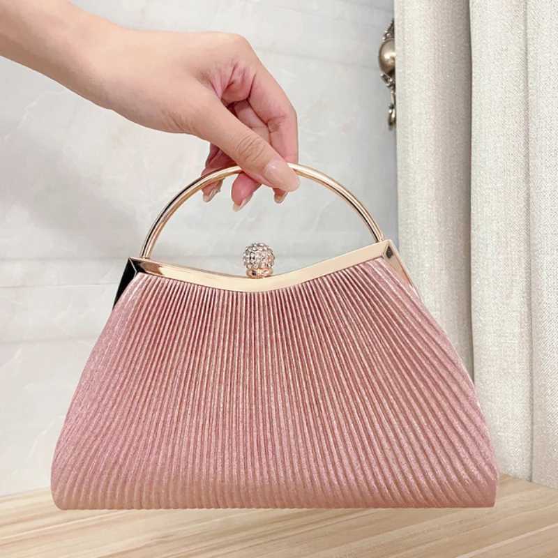 Womens Evening Clutch Bag Sparkling Water Diamond Ball Shoulder Bag Chain Wrinkle Fashion Elegant Messenger Bag Z250324