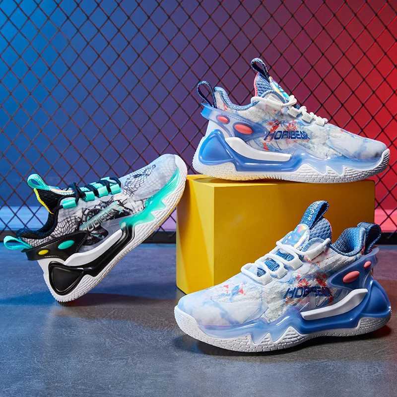 New breathable fabric for childrens basketball shoes suitable for big boys anti slip sports shoes breathable for gym training and soccer uniforms W250