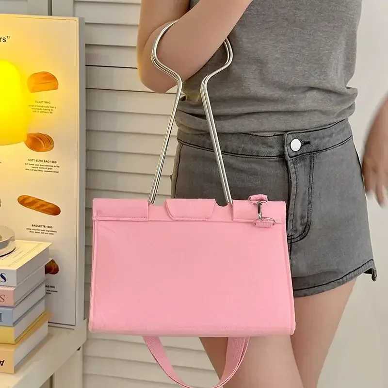 Bag 2024 New Felt Binding Clip High Capacity Shoulder Bag Handbag Office Womens Bag Z250324