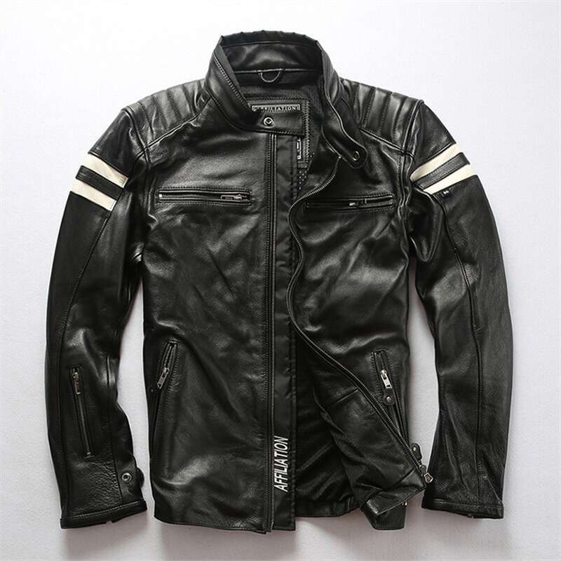 Leading Layer Cowhide Men's 80 Harley Two Bar Motorcycle Leather Jacket