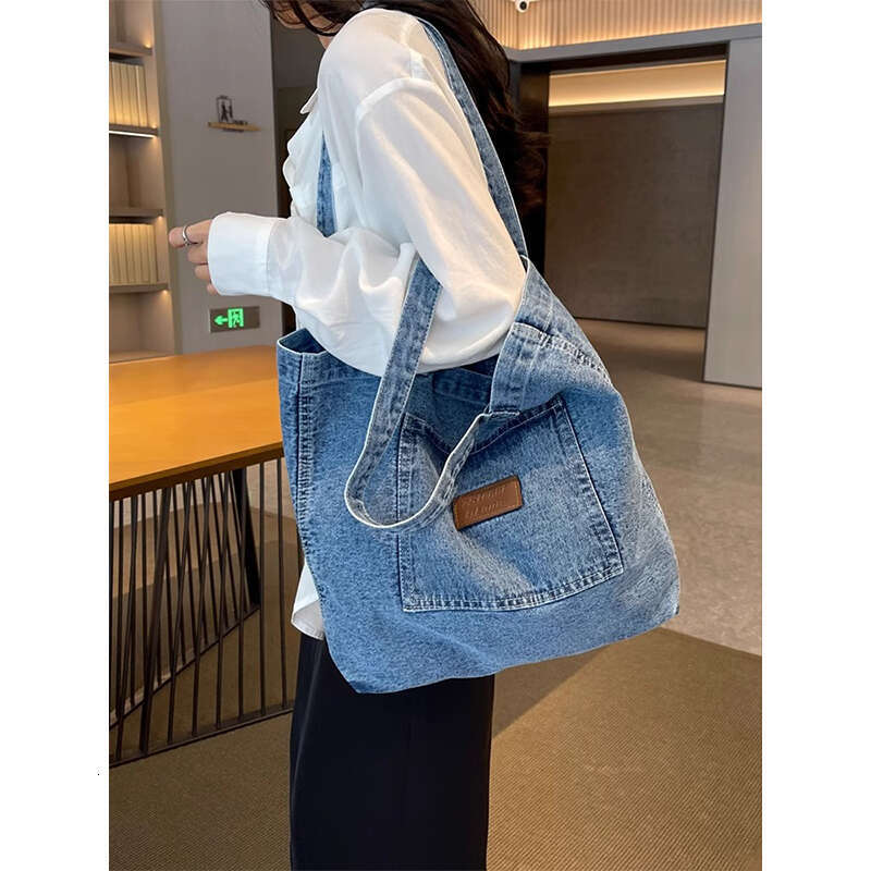 Women's Bags Cowboy canvas shoulder for women, large capacity Japanese and Korean casual versatile, niche artistic tote bag, handbag shopping bag