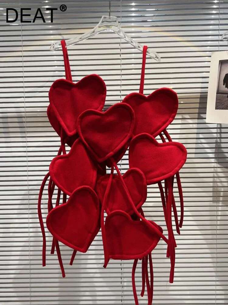 Women Red Veet Personality Strap Street Coat Hollow Out Vest New Fashion Temperament Spring Lady Clothes