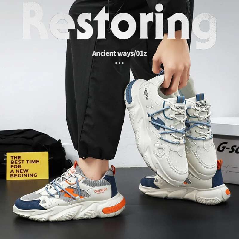 Korean New Men's Casual Sneakers Lightweight Breathable Thickness Running Shoes Tennis Training Shoe Versatile atillas Hombre