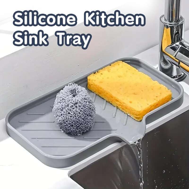 Silicone Faucet Kitchen Soap Dispenser Sponge Drain Pad Sink SplashDrying Mat Countertop Storage Tray SoapTray