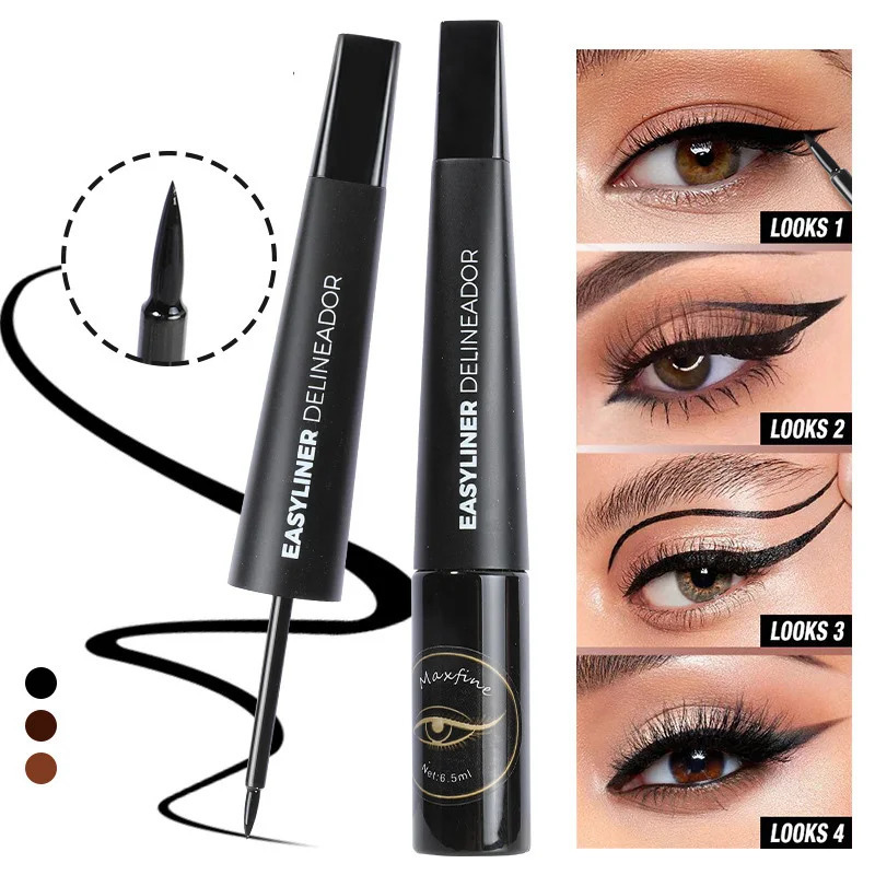 Matte Black Waterproof Liquid Eyeliner Pencil Sweatproof Quick Dry Easy To Wear High Pigment Brown Eye Liner Pen Eye Makeup Tool 250324