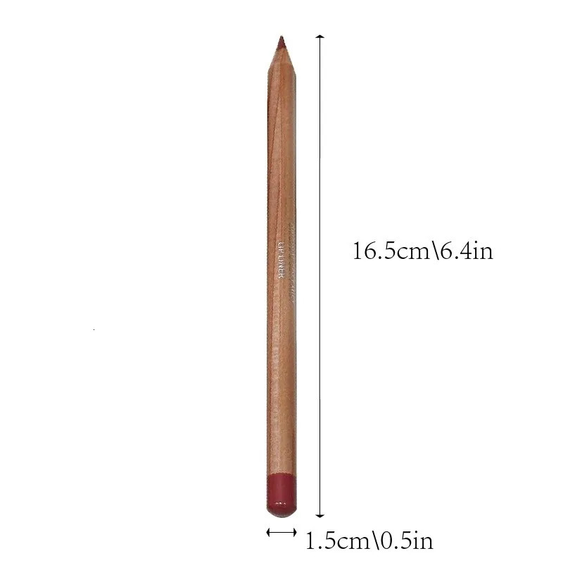Matte Lipliner Wood Pencil Waterproof Velvet Brown Red Lip Contour Pen Lip Liner Lipstick Lasting Non-stick High Pigment 12Color 250324