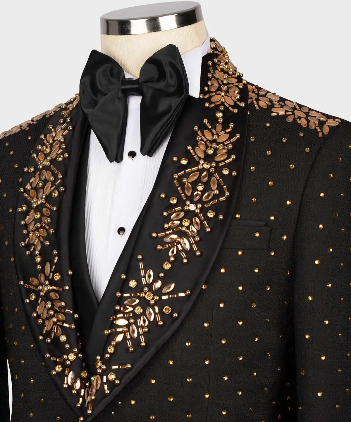 Royal Wedding Tuxedos Beaded Crystal Men Suit Shawl Lapel 1 Piece Set Jacket Formal Party Business Blazers Customized