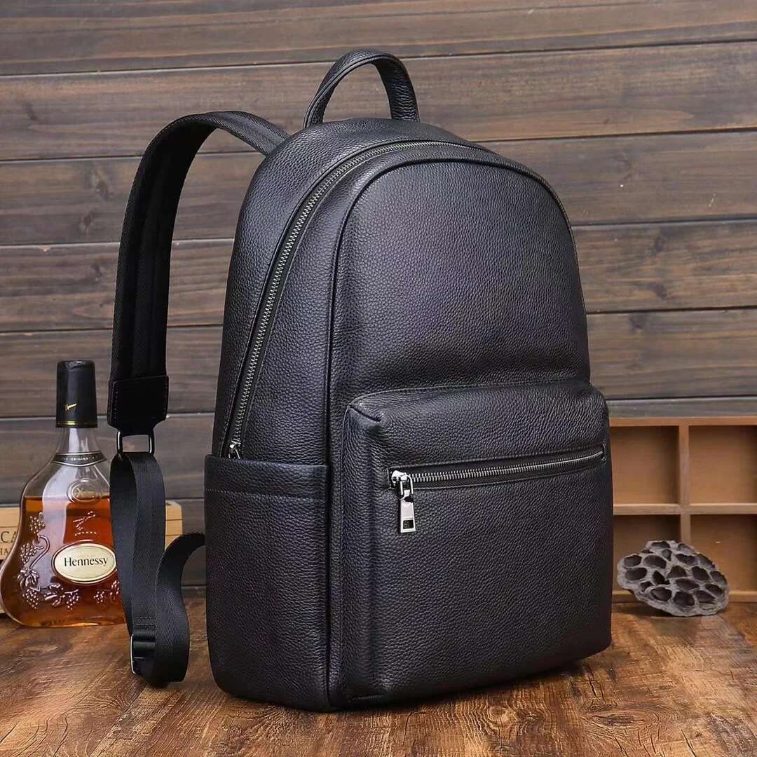New Fashion Brand Genuine Men Backpacks Real Natural Leather Student Backpack Boy Business Laptop School Bag