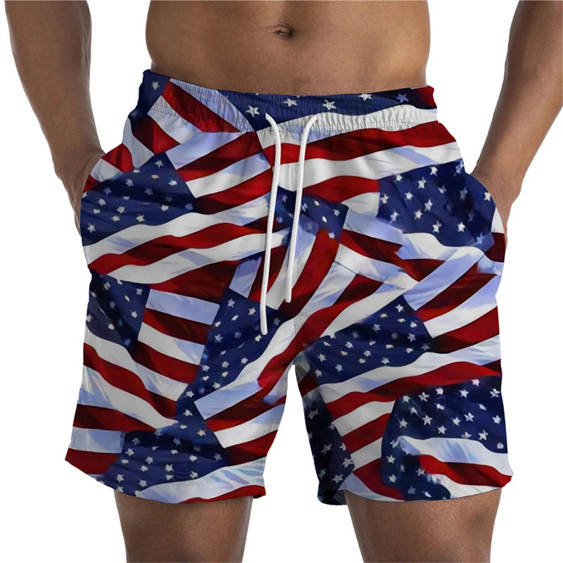 Latest Summer Mens Shorts US National Flag 3D Printed Casual Youth Quick Drying Swimsuit Dry Cool Ice 250321