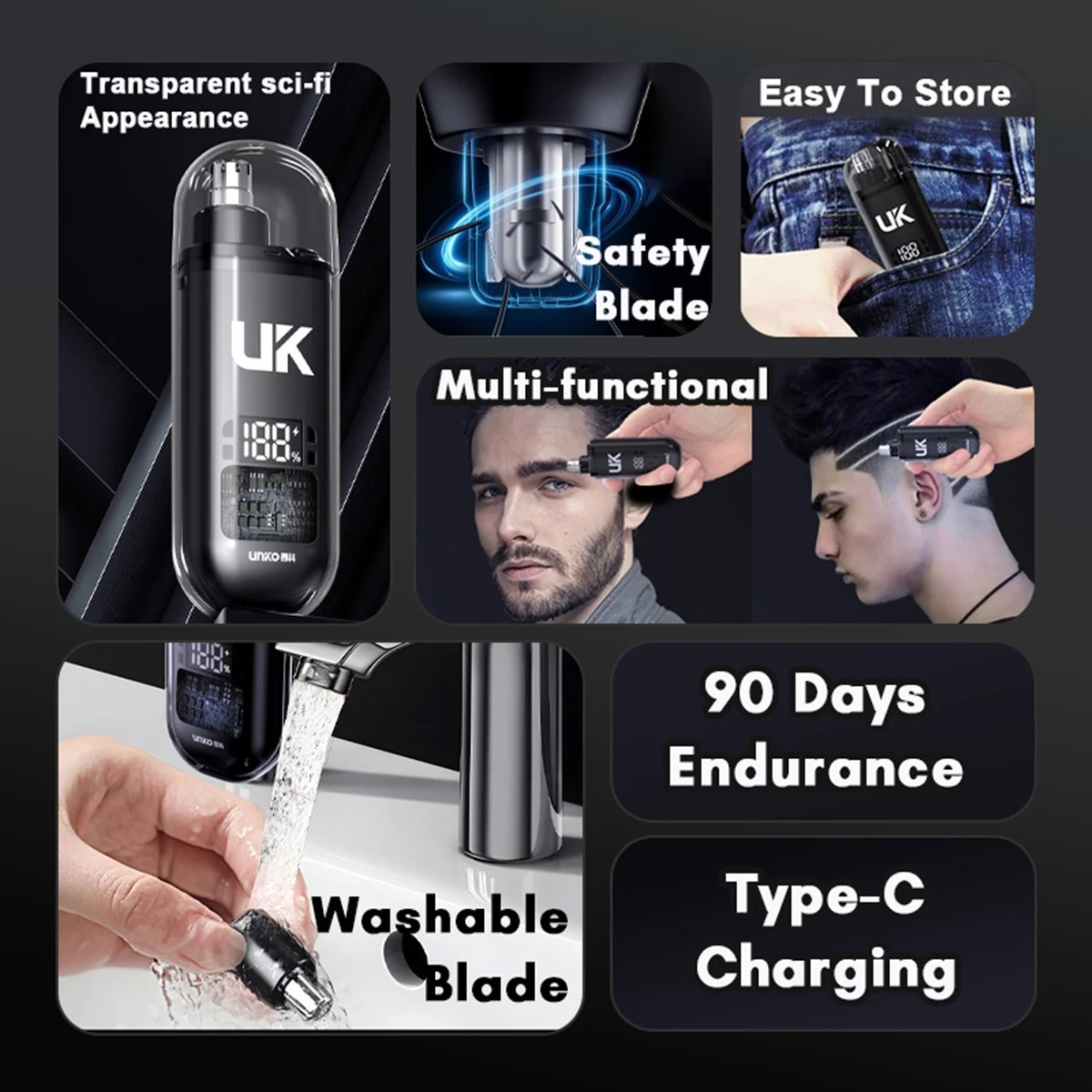 Portable Electric Nose Hair Trimmer Mini Pocket Nose Ears Hair Eyebrow Trimmer Mens Rechargeable Painless Clipper 250324