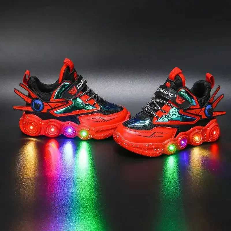 2025 Luminous With Lights Childrens Casual Shoes Retro Flash Walking Shoes Baby Girls Sports Shoes Basketball Shoes W250324