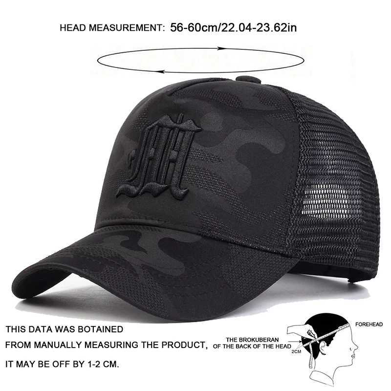 Fashionable M-letter camouflage embroidered baseball net hat spring and summer outdoor adjustable casual hat sun protection hatXJ250325
